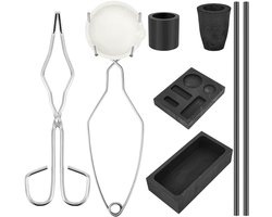 Complete Gietset van 8 Stukken met Graphiet, Smeltoven en Gietvormen voor Goud en Edelmetalen, Inclusief Gereedschap en Roerstaafjes