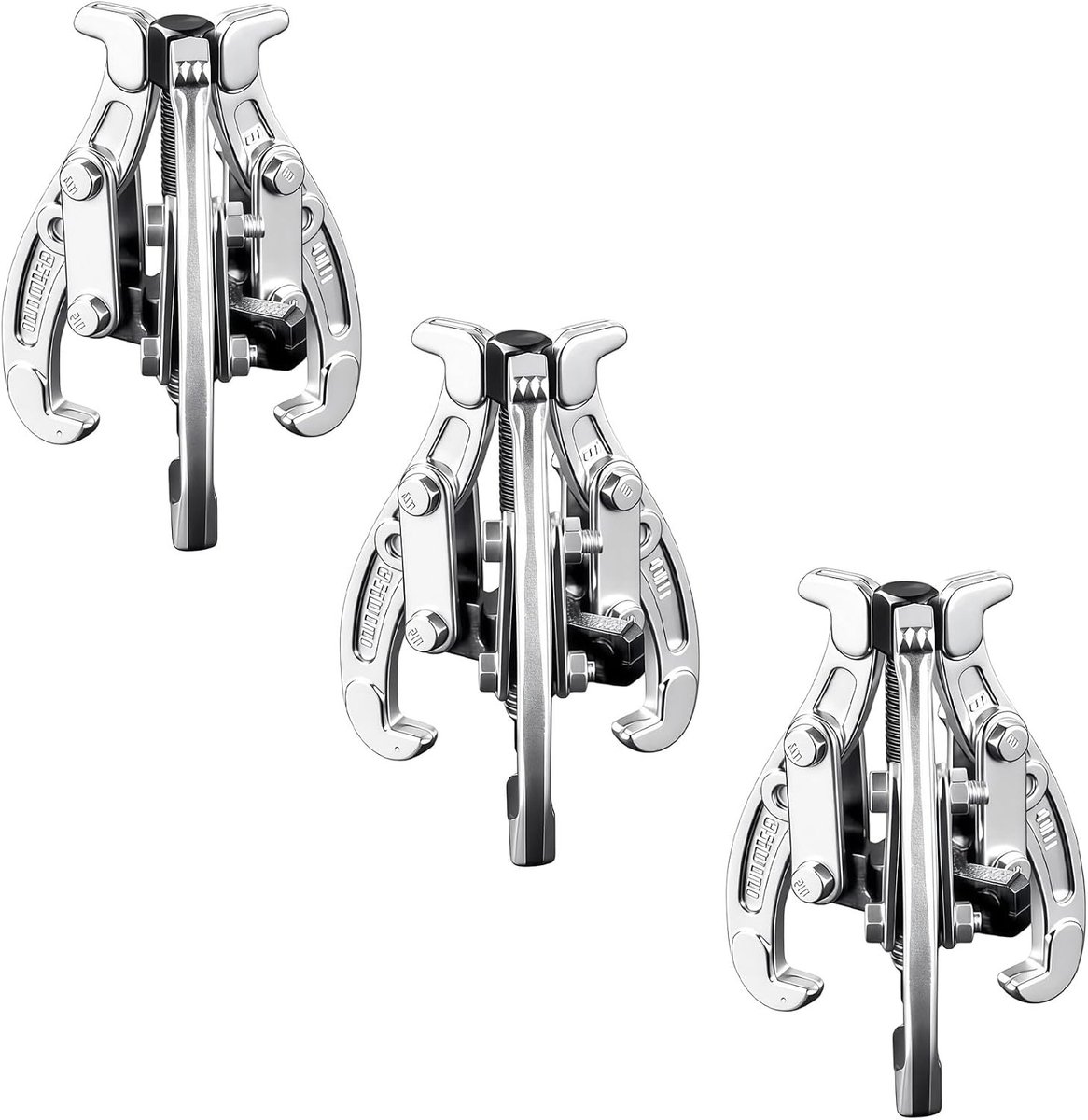 Set van 3 Professionele Trekker Gereedschappen voor het Verwijderen van Lagers, Rotors en Tandwielen - Inclusief 75 mm, 100 mm en 150 mm Trekker met Dubbele Instelbare Gaten