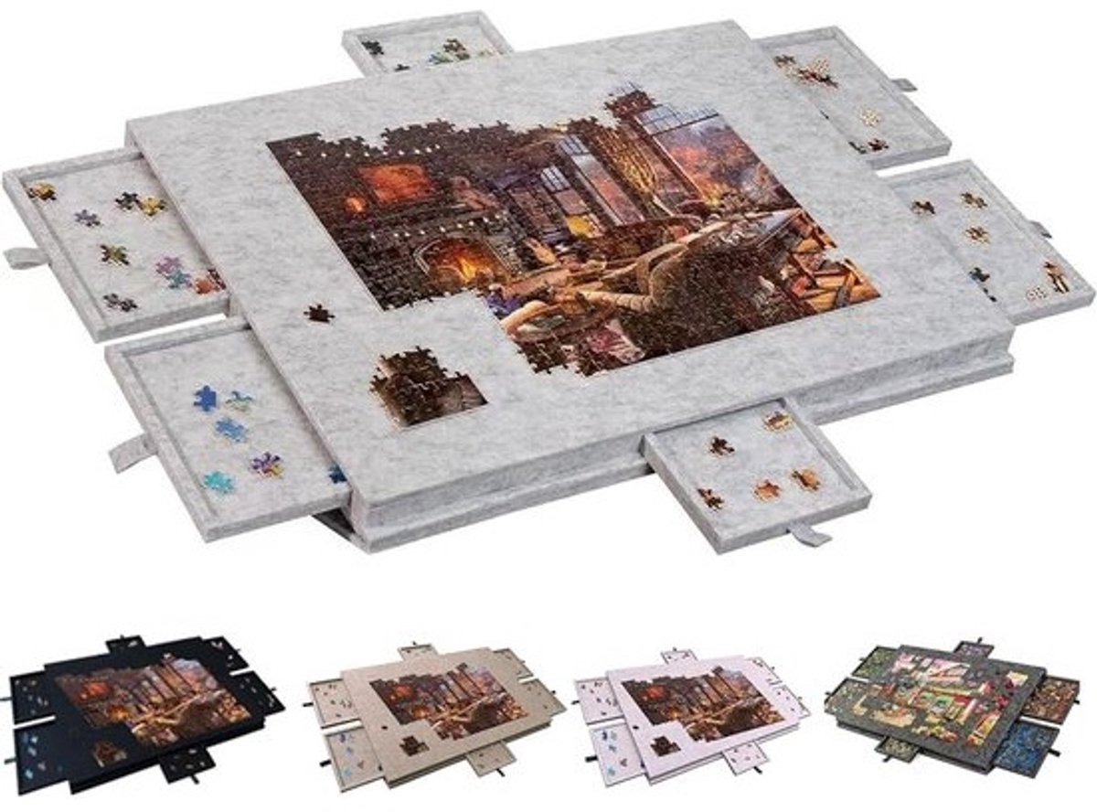 Draagbaar Puzzelbord - Puzzeltafel Vilten - Puzzels Leggen - Verstelbare Standaard - 77 x 54 cm - Lichtgrijs