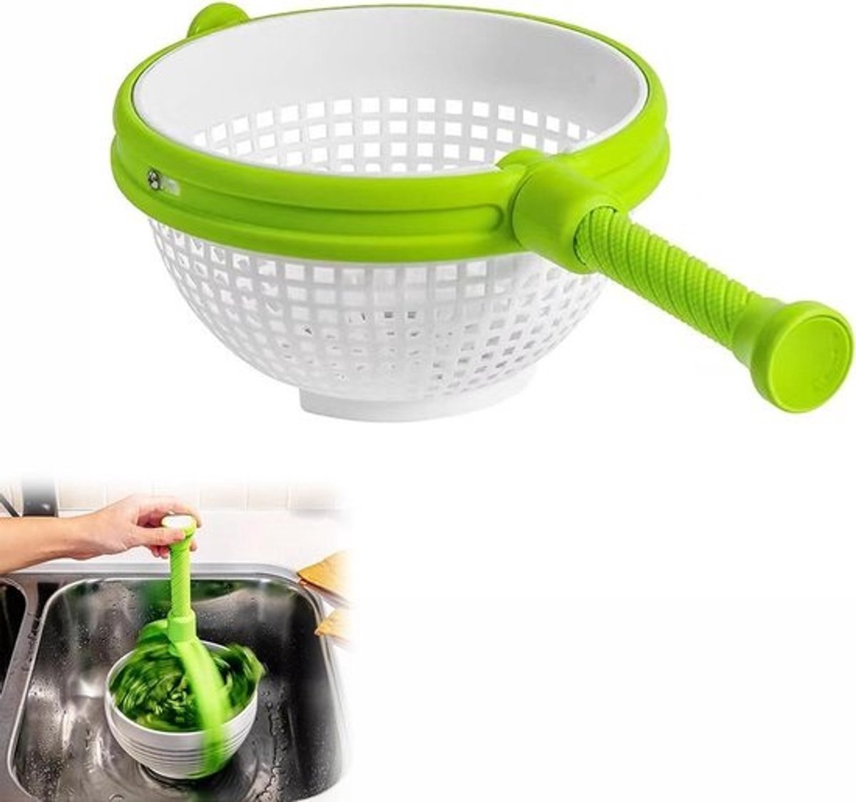 Sla Droger - Groente Centrifuge - Salade Drogen - Roterend Ontwerp - 395x215x115cm - Groen Wit