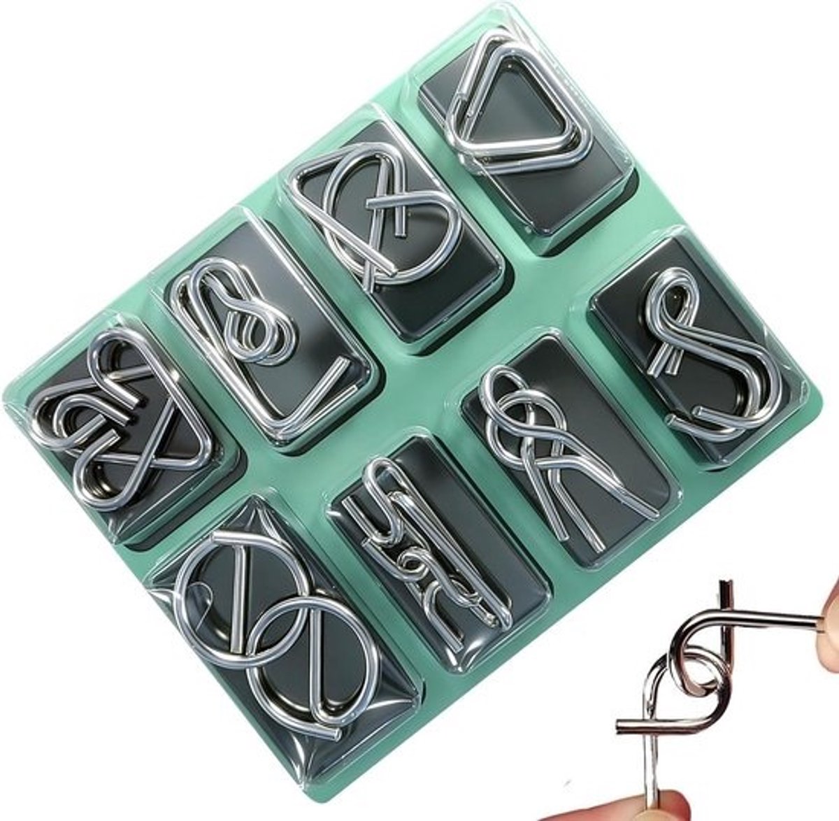 Metal Puzzels - Draadring Breinbreker - Cognitieve Groei - Stabiel Ontwerp - 14 x 18 cm - A