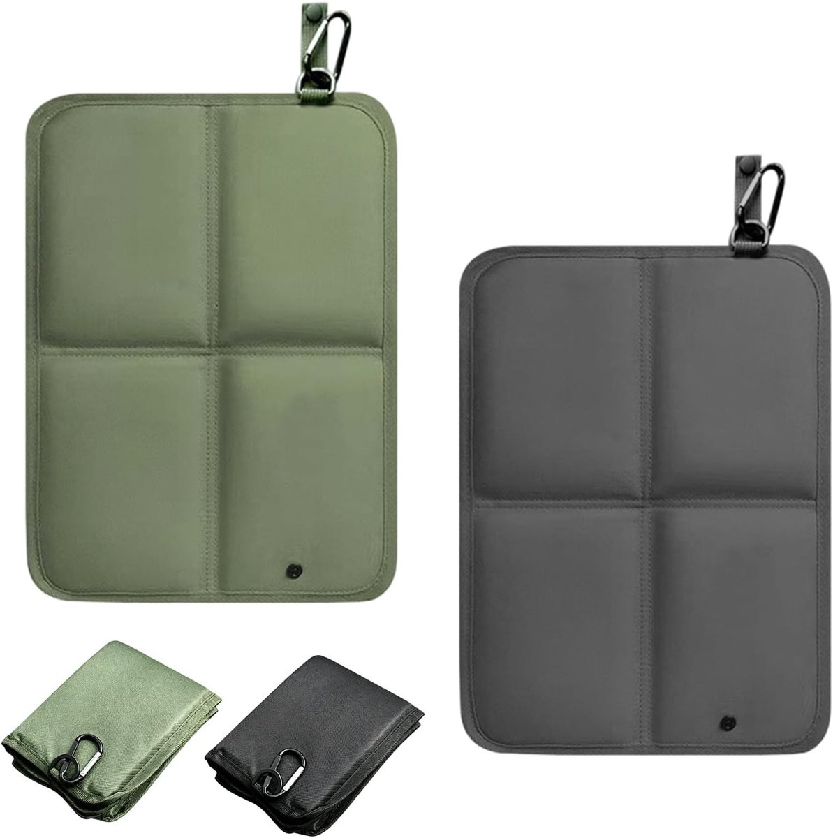 Draagbare en Opvouwbare Thermische Zitkussens voor Buiten - Waterdicht Tuin, Camping en Hiking Accessoires - Set van 2 in Zwart en Groen