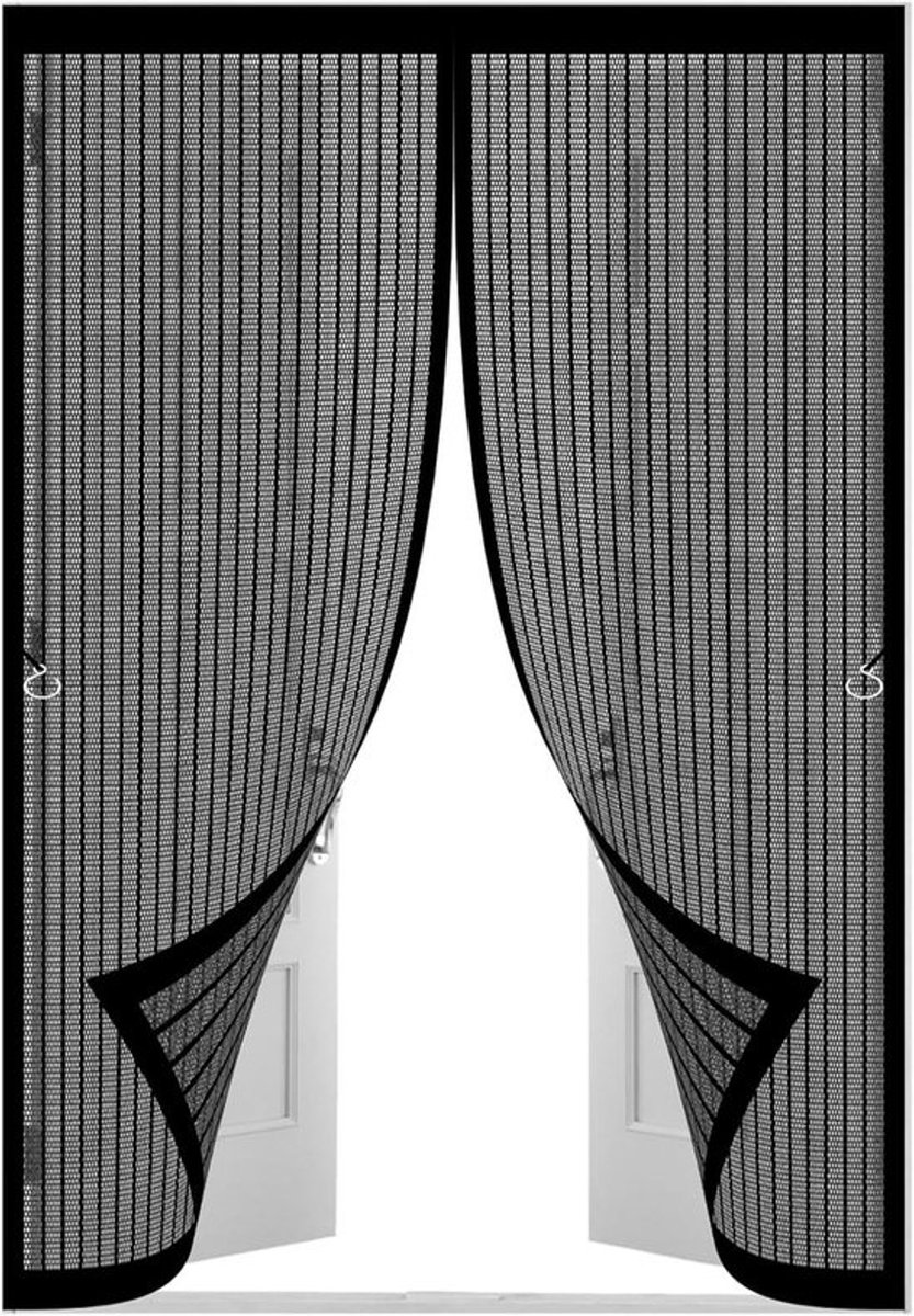 Vliegengordijn - Insectenhor deur - Frisse lucht - Magnetische sluiting - 92 x 210 cm - Zwart
