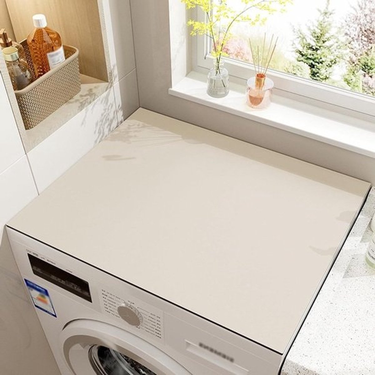 Wasmachine Drogerhoes - Antislip Mat - Apparaten Beschermen - Vocht Absorberend - 50x50cm - Beige