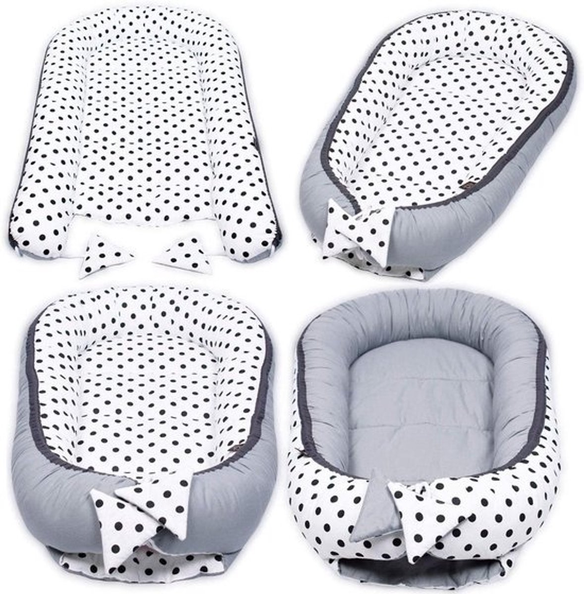 Babynest Set - Babyuitrusting Kussen - Veilige Slaap - Ademend Katoen - 95 x 55 cm - DOT Minky