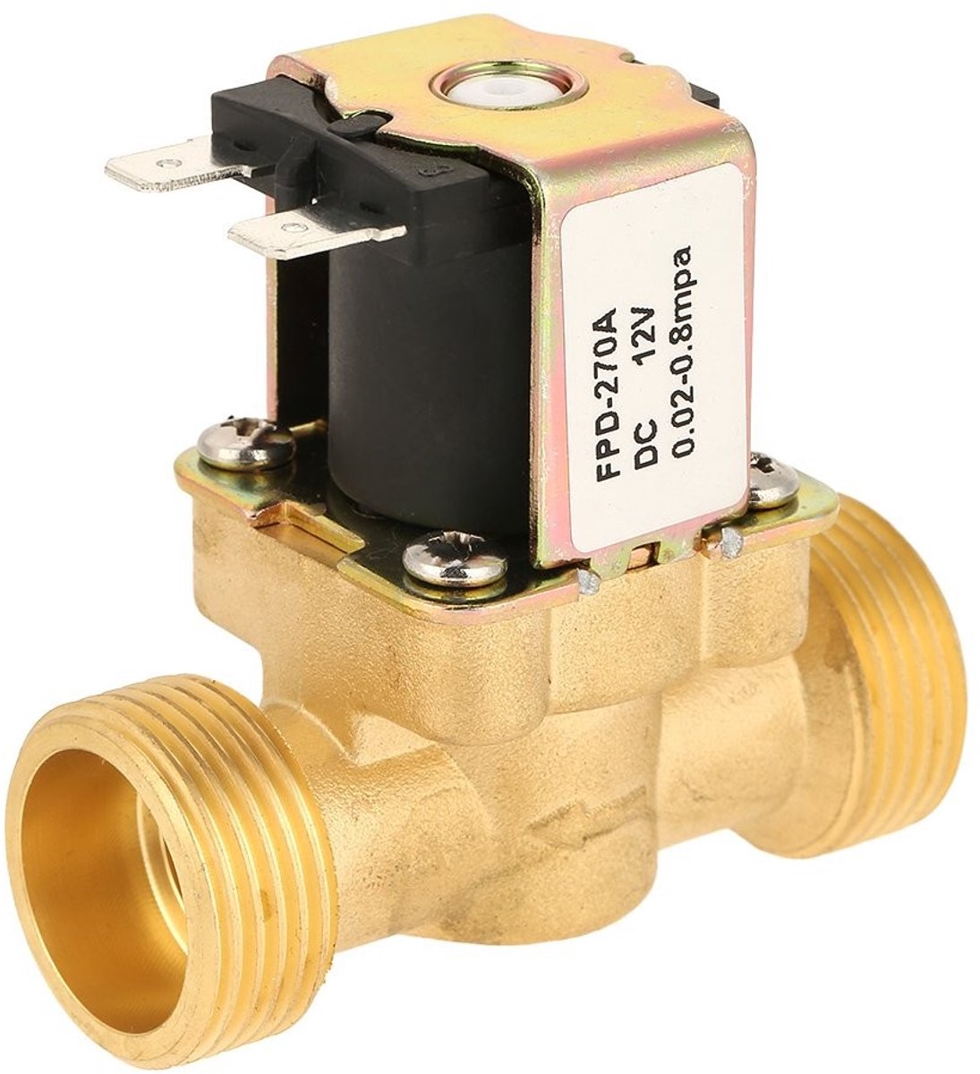 Normaal gesloten elektrische solenoidklep, DC12V, messing, geschikt voor waterleidingen, druk tot 0.8 MPa, ideaal voor diverse toepassingen