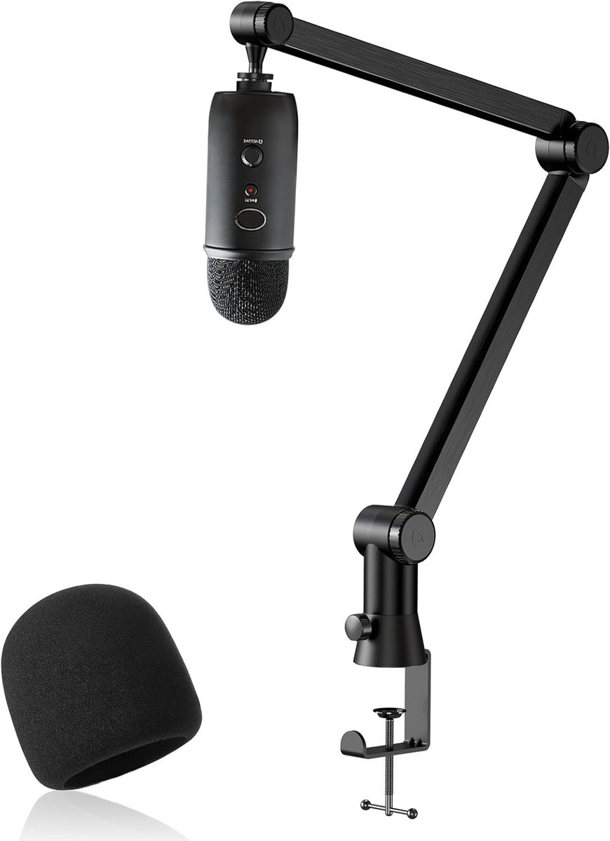 Microfoonstandaard met Popfilter en Microfoonarm - Ideaal voor Studio, Podcasters en Streaming met Verborgen Kabels en Schuimcover