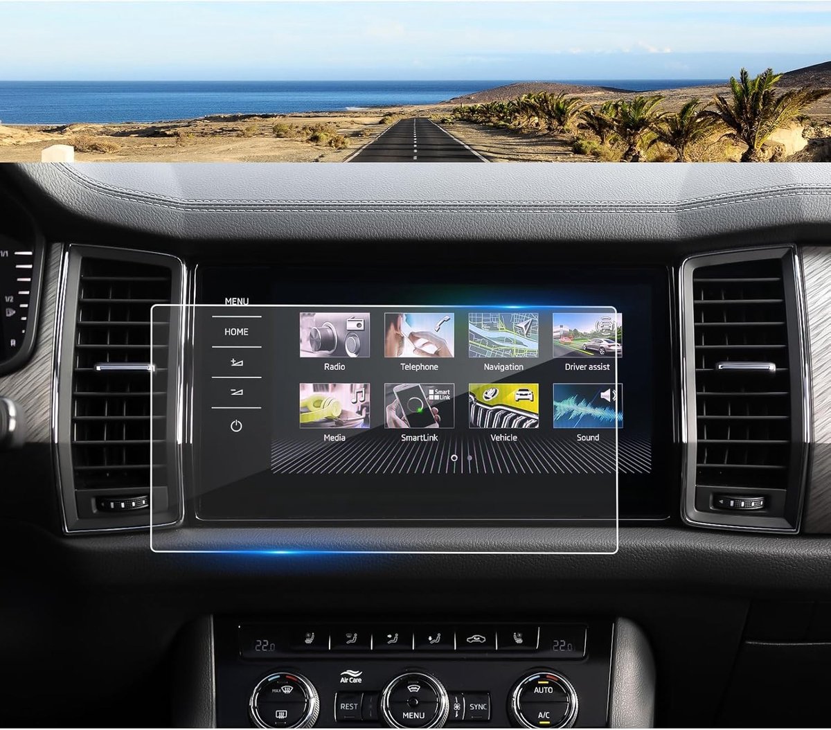 Navigatiescherm Beschermfolie voor Skoda Kodiaq en Karoq 2017-2024, 9H Gehard Glas, GPS Bescherming, Krasbestendig en Duurzaam (23 cm)
