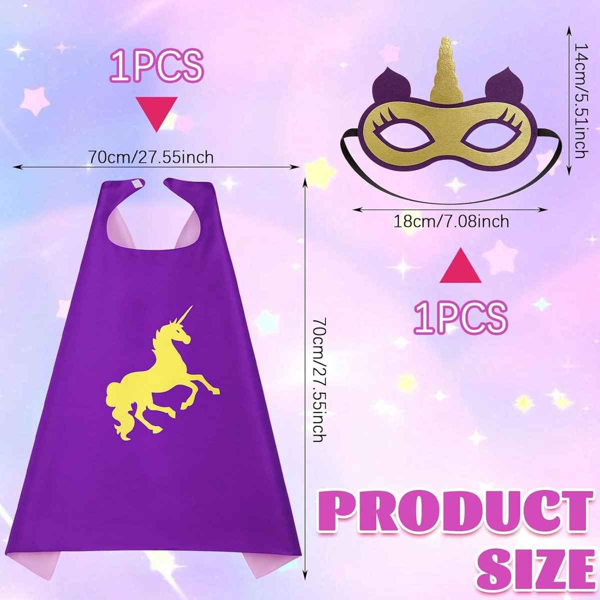 Unicorn Kostuum voor Meisjes met Superhelden Cape en Masker voor Kerst, Halloween en Carnaval