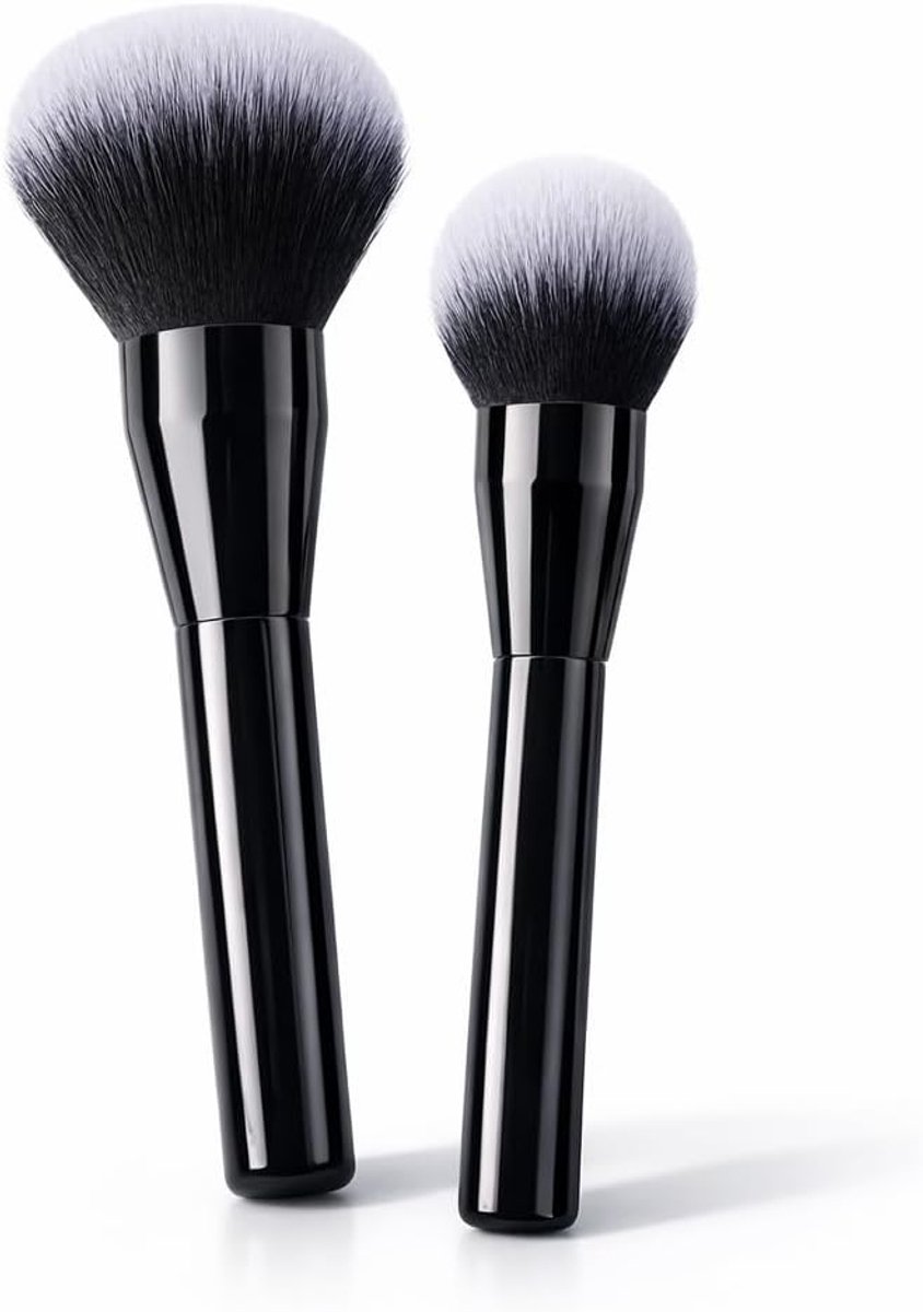 Thijox - 2 Stuks Grote Professionele Poederkwasten Set voor Make-up, Zachte Borstelharen voor Blush, Bronzer, Rouge, Contour en Foundation - Cosmetisc