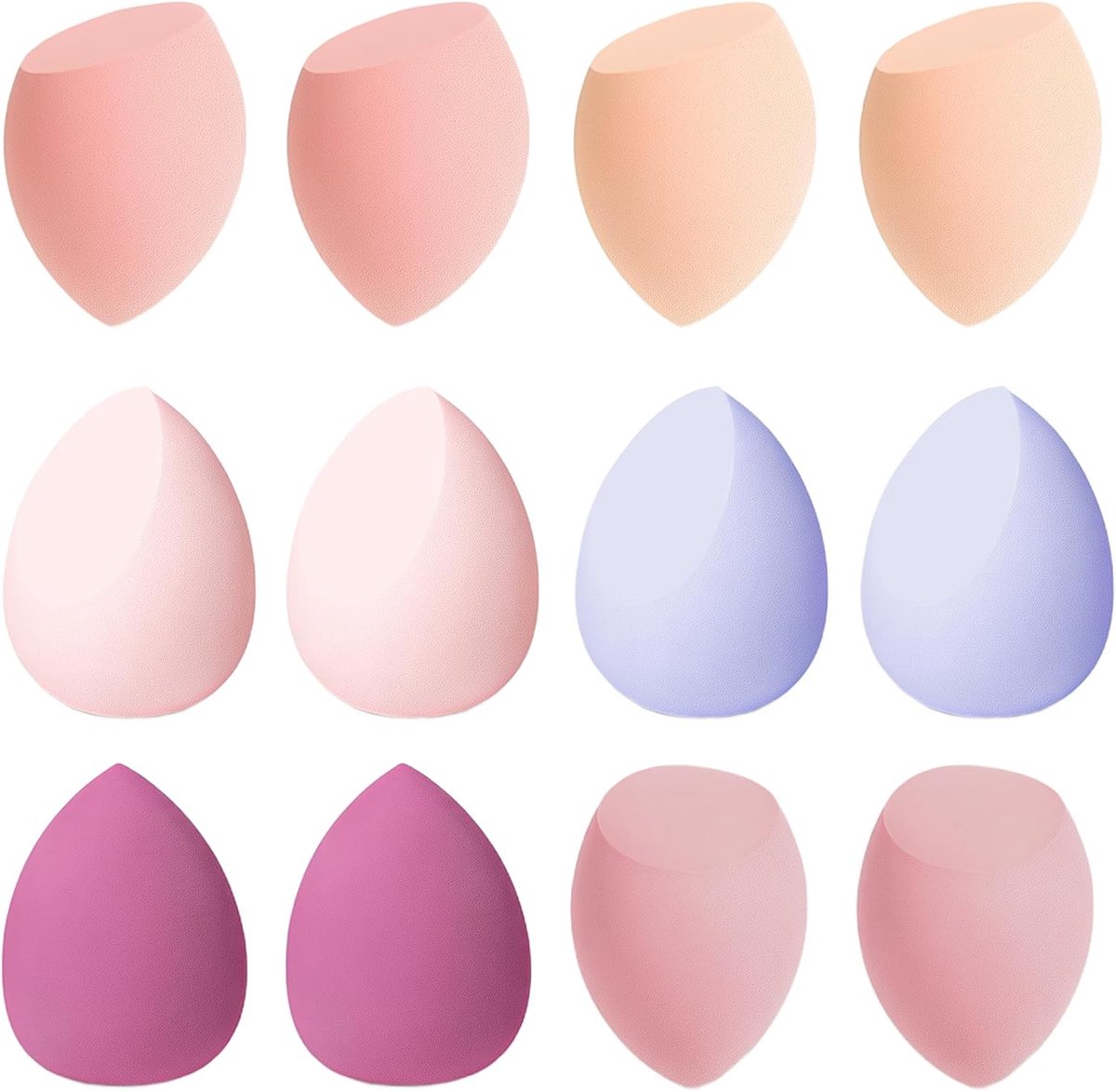 Thijox - 12-delige Make-upsponsset, Beautymixer, Wasbare Beauty-Blender, Poederkwasten, Eierkleuren, Make-upspons voor Vloeibare Foundation en Cosmeti
