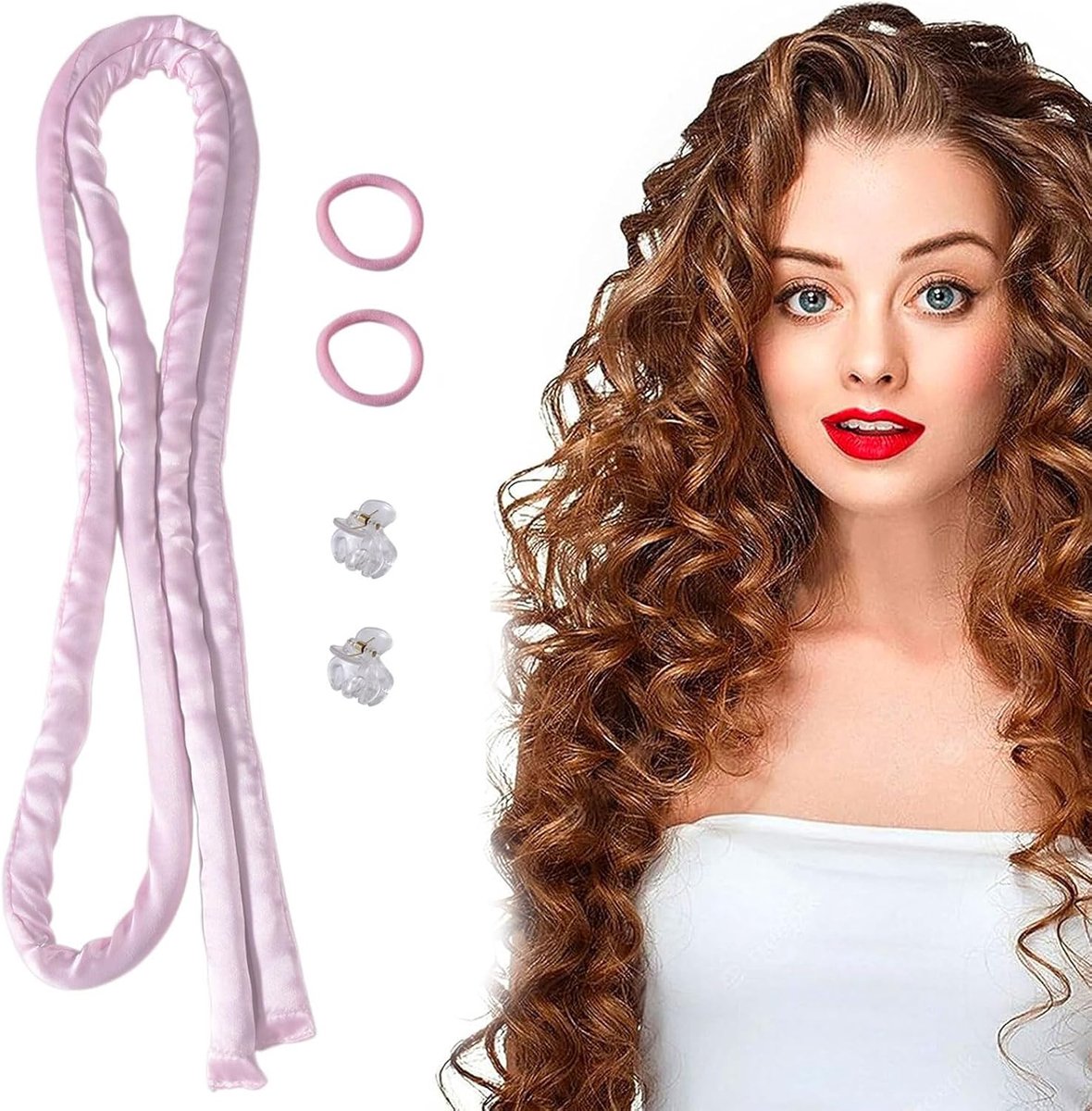 SnelShoppen - Heatless Small Curling Wall Headband, Geen Hitte Krulband voor Slapen, Dunne Krulband voor Lang en Kort Haar, Perfecte Krullen zonder Be
