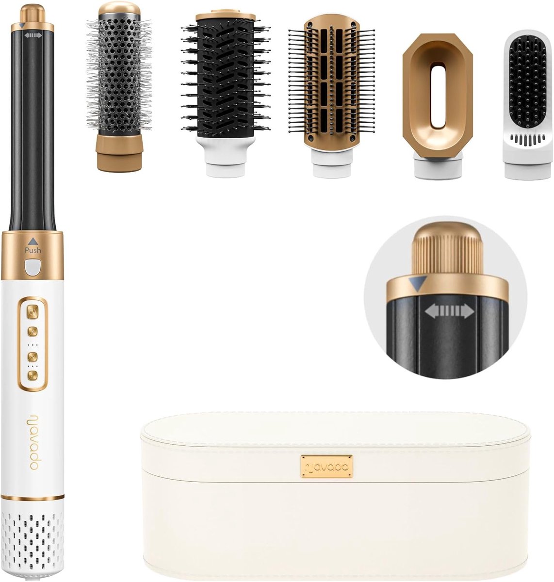 SnelShoppen - Airstyler Pro 6-in-1 Haar Föhn Borstel Set - Multifunctionele 1400 Watt Styling Brush - Krullen, Steil, Volume, Wit