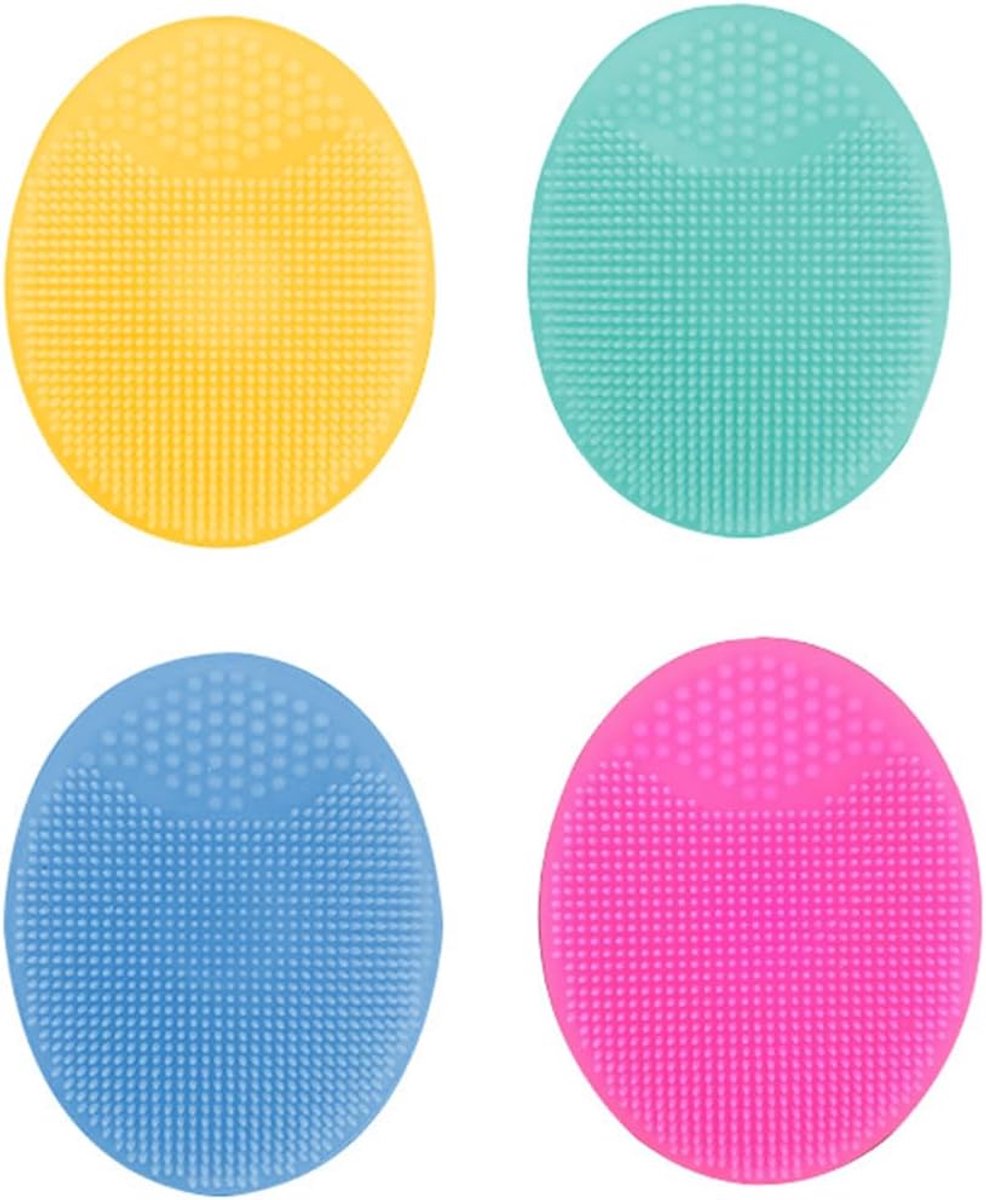 Thijox - 4 Siliconen Gezichtsreinigingsborstels, Zachte Borstels voor Gezichtscrub en Massage, Multifunctioneel, Sneldrogend en Vervormingsvrij, Geel,