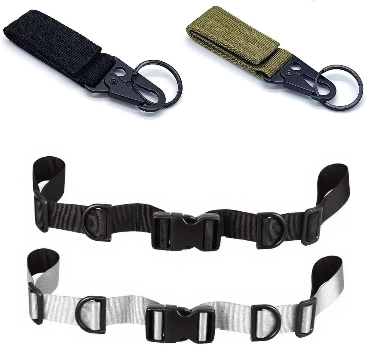 Verstelbare Die Straps in Zwart en Wit met Zachte Ankers voor Hiking, Jogging en Multisport Activiteiten, Reflecterende Snelsluiting