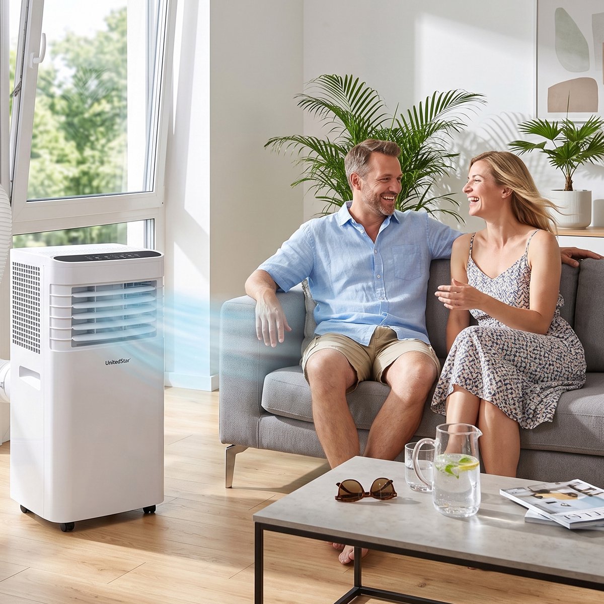 Draagbare Mobiele Airconditioner SKY-1A-7000 BTU-Snelle Koeling-Grote Luchtstroom-Geschikt voor 15-25 m²-3-in-1 Functie-Koelen-Ontvochtigen en Ventileren-Ideaal voor Warme Zomerdagen — afbeelding 8