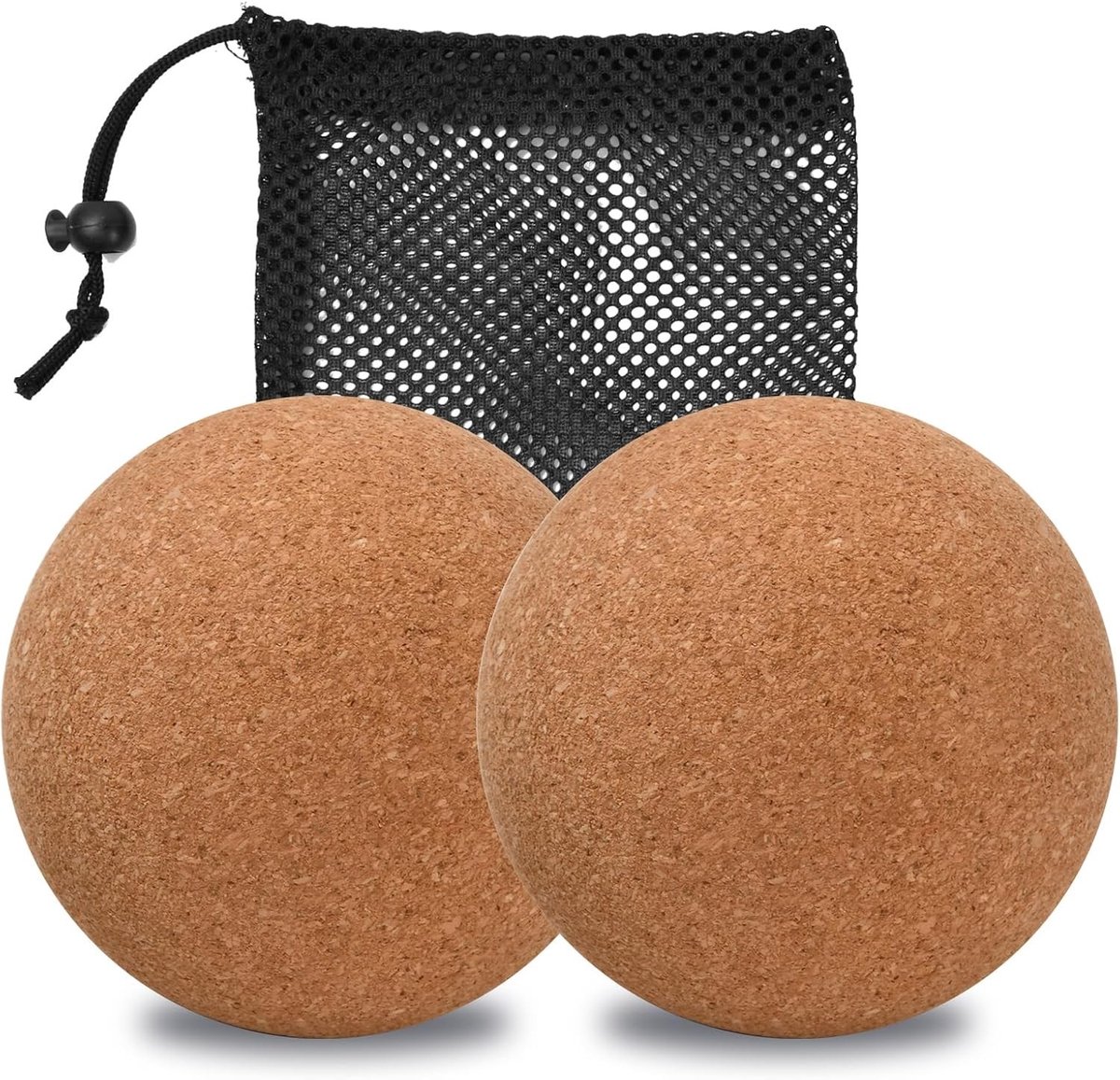 Set van 2 Kork Massageballen van 6 cm voor Trigger Point Therapie en Myofasciale Ontspanning, Ideaal voor Yoga en Fitness