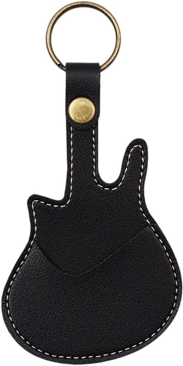 Handgemaakte leren gelaagde plectrumhouder met sleutelhanger voor gitaristen, inclusief draagbare plectrums en opslag voor muziekinstrumenten