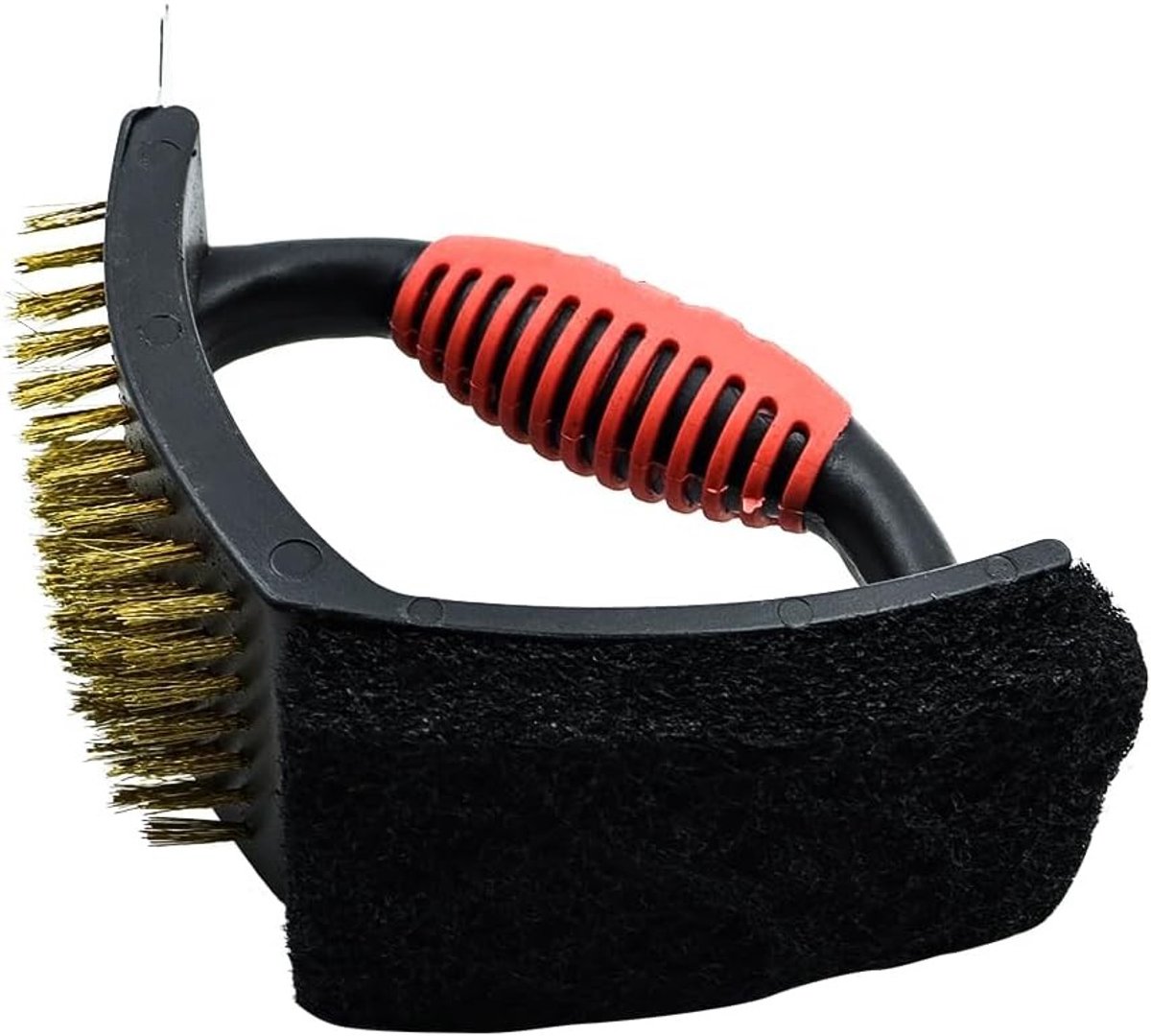 3-in-1 Grillborstel voor het Schoonmaken van Barbecues - Driehoekige Draadborstel met Isolerende Handgreep voor Buiten en Kamperen