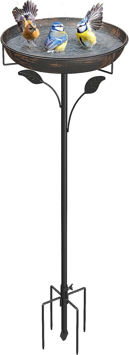 Thijox - WELDUN Vogelbad 30 cm - Metalen Voederbak voor Buiten - Vintage Waterbak voor Wilde Vogels - Tuin Decoratie - Brons Kleur - Ideaal voor Terra