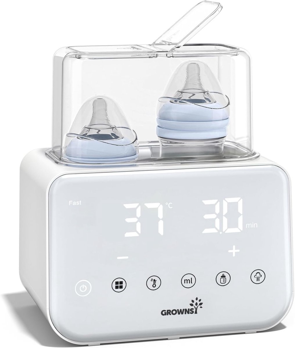 Thijox - Babyfles verwarming en sterilisator 8-in-1, snelopwarmer met LCD-display, nauwkeurige temperatuurregeling voor moedermelk, wit, ideaal voor o