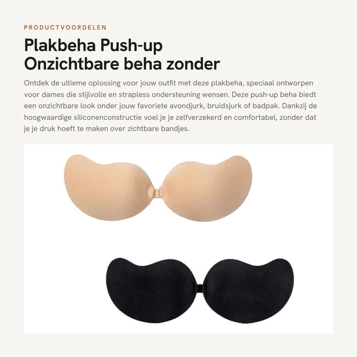 Dailygoods- Plakbeha Push-up - 2 Stuks Onzichtbare Beha - Beha Zonder Bandjes - Siliconen Beha - Tepelpads - Hoogwaardige Materialen - Strapless Beha