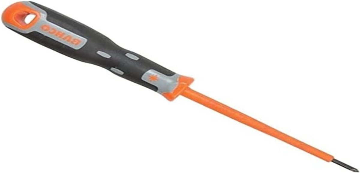 Geïsoleerde Schroevendraaier - Klusgereedschap - Veilig Klussen - Gekleurde Greep - 200 mm - Zwart/Oranje