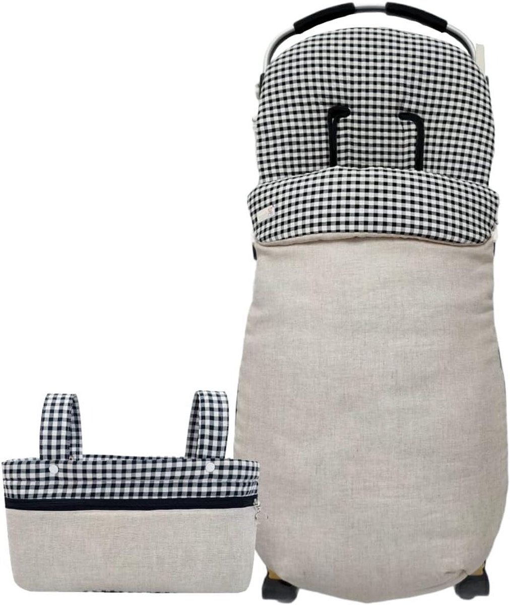 Universele Voetenzak Set - Kinderwagen Mini Broodtrommel - Baby Comfort - Handgemaakt In Spanje - 37x20x13 cm - Linnen Vichy