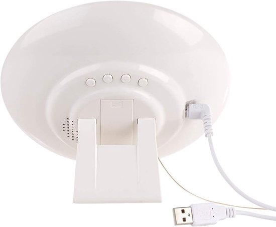 Wekker Radio - Natuurlijke Geluiden - Rustig Wakker Worden - Simuleert Zonsopgang - 17 cm Breed - Wit — afbeelding 3