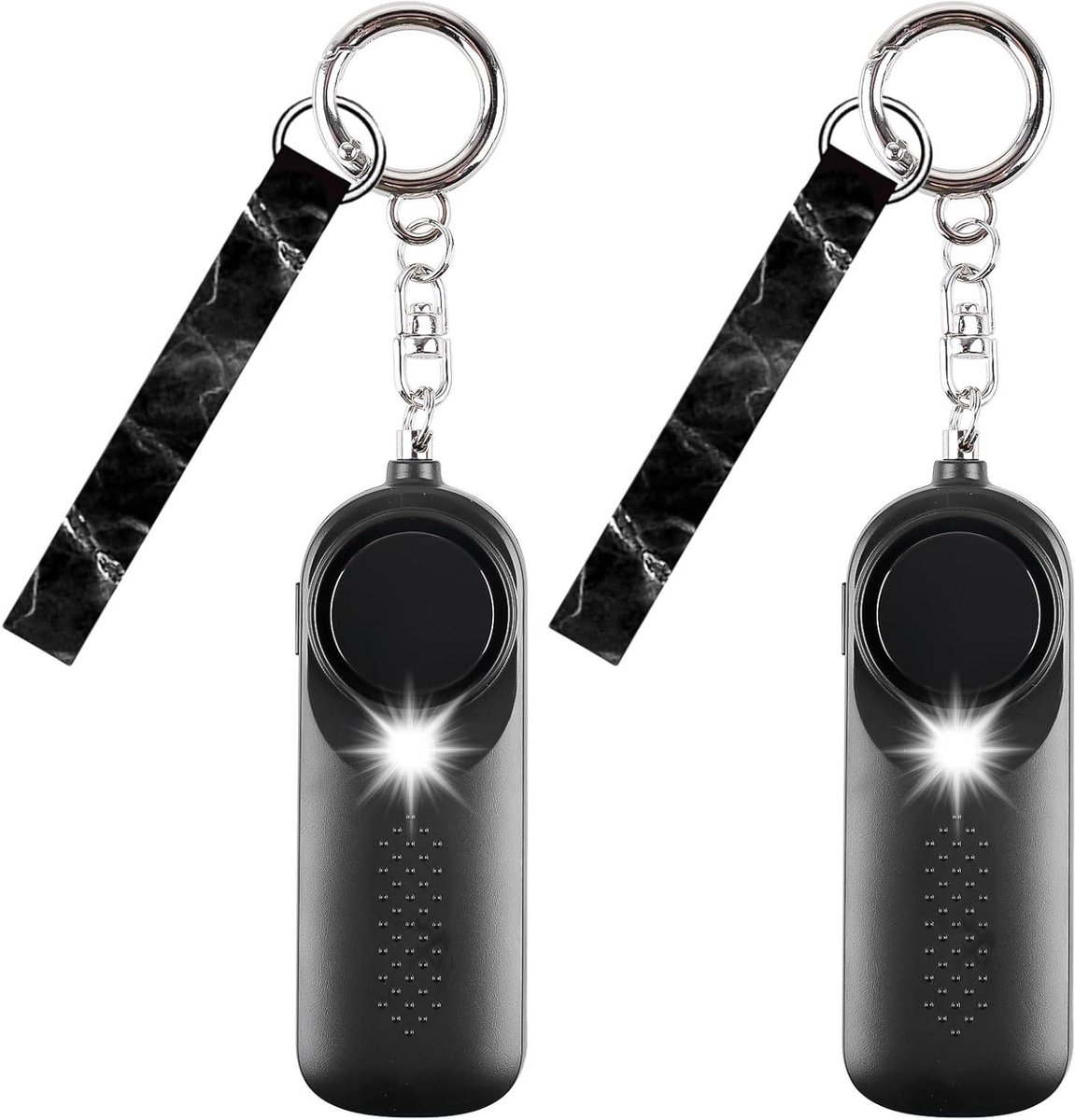 Persoonlijk Alarm - Veiligheidssleutelhanger - Zelfverdediging - 130dB Geluid - 2 Stuks - Zwart