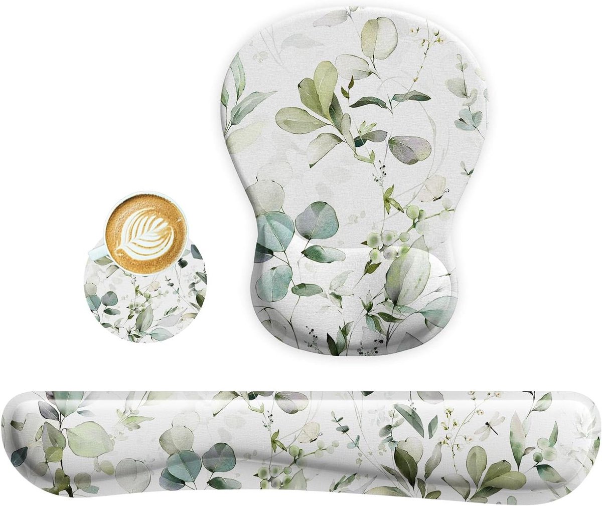 Muismat Set - Polssteun & Onderzetter - Comfortabel Werken - 3-in-1 Functie - 44x20x4 cm - Zwart