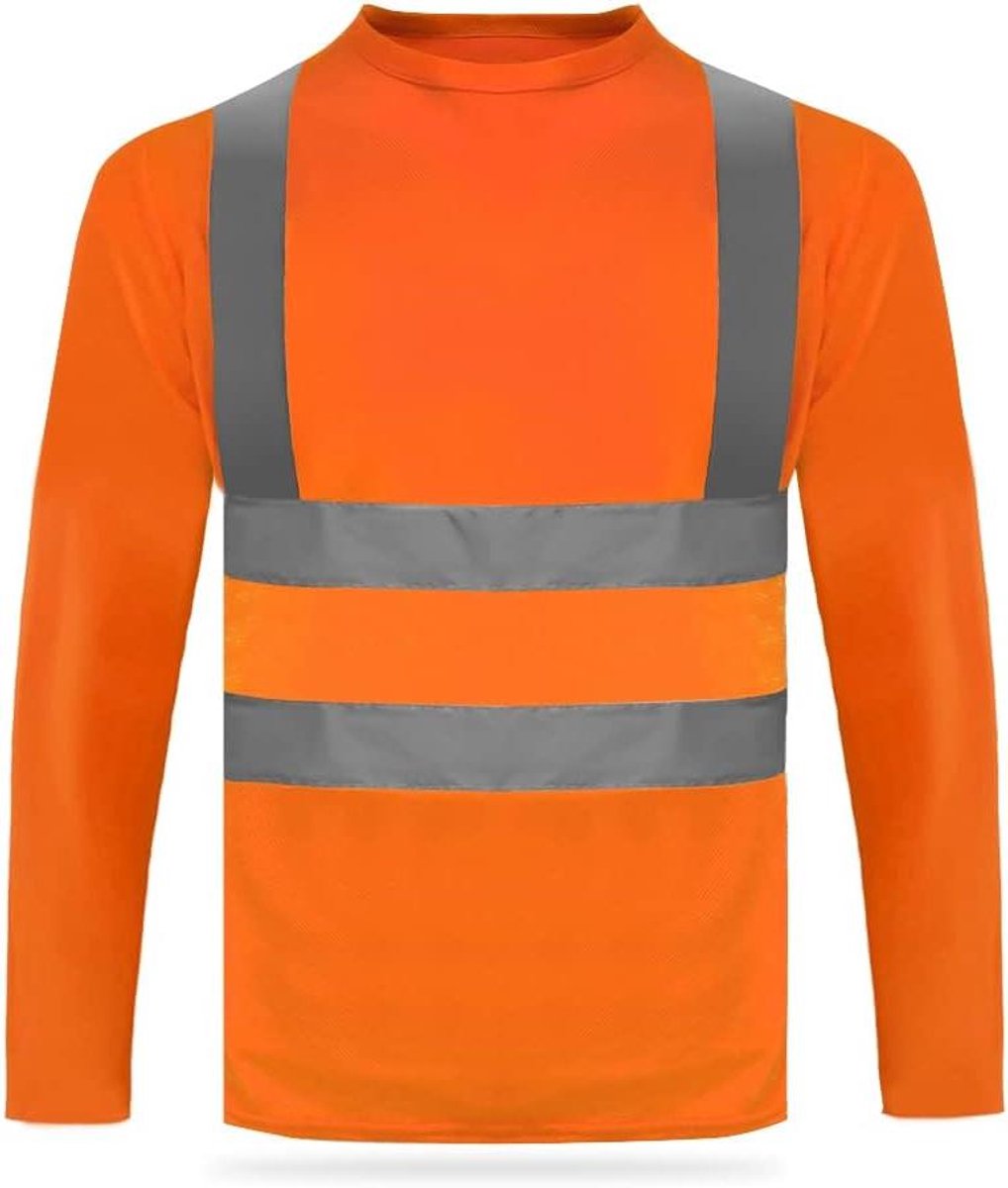 Hoge Zichtbaarheid Shirt - Reflecterend Werk T-shirt - Veiligheid Werk - Lange Mouwen - Herren - Neon Geel
