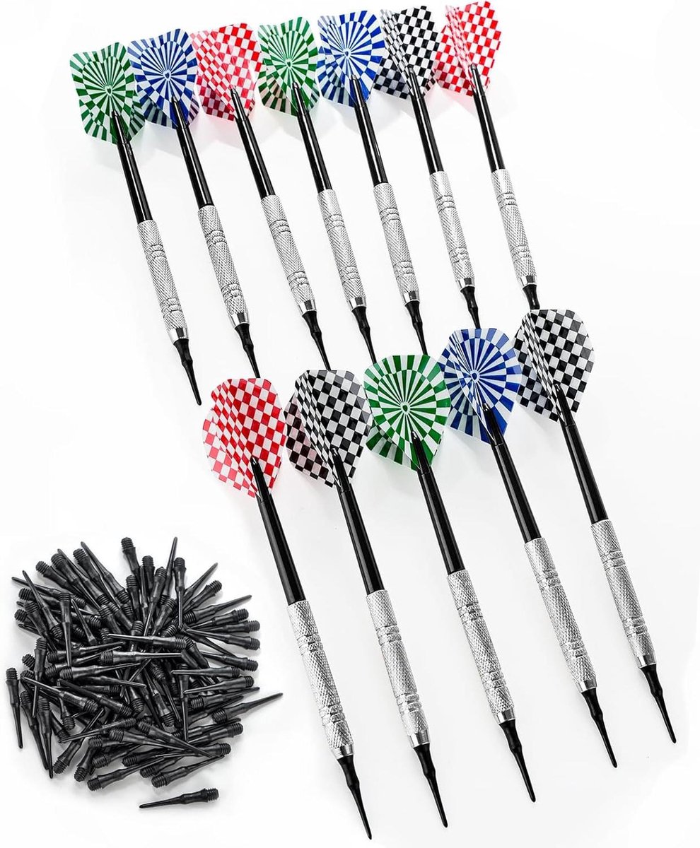 Dartpijlen Set - Softdarts - Precisie Spelen - Verwisselbare Punten - 12 Stuks - Meerkleurig