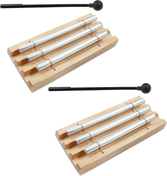 Meditatie Klokkenspel - Zeven Toon Instrument - Rustgevend Geluid - Langdurige Klank - 17 cm Lengte - Hout Zilver — afbeelding 4