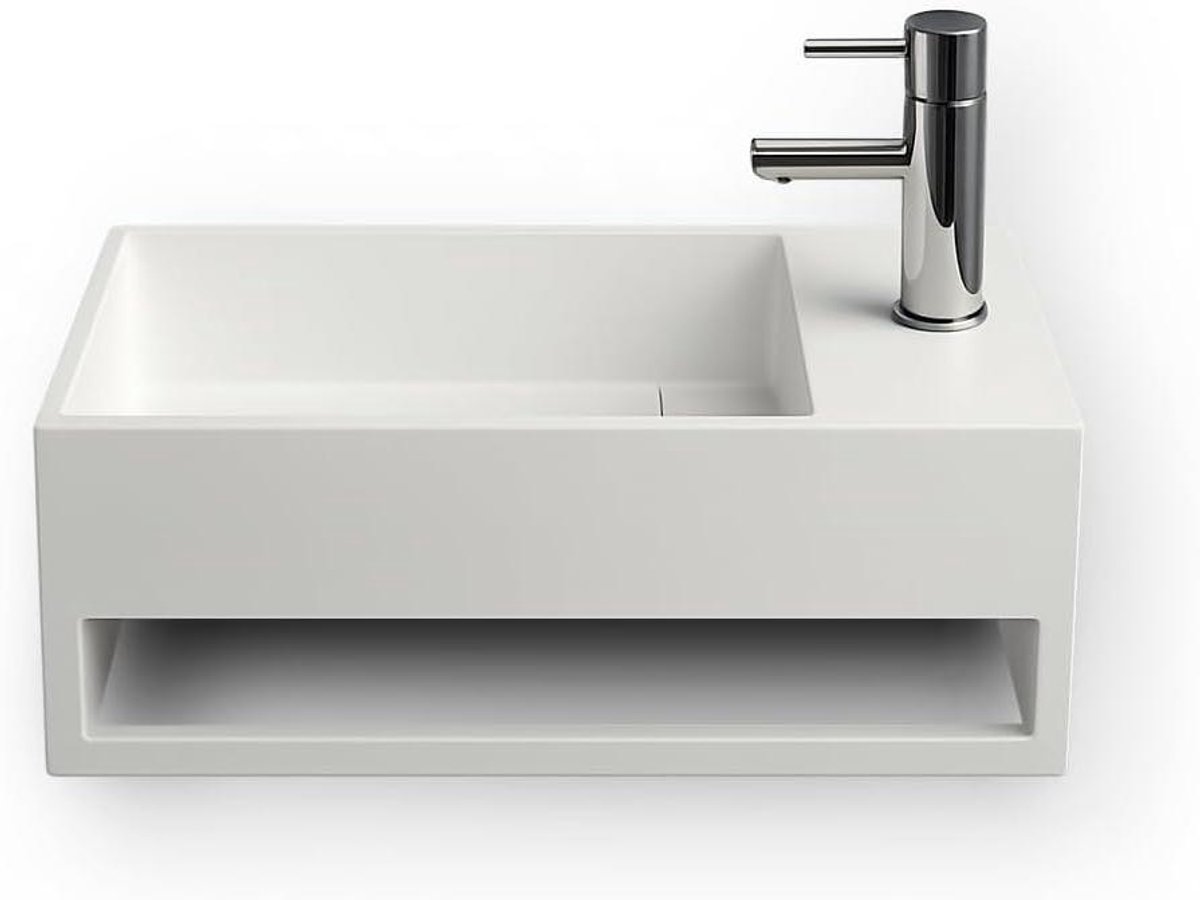 Hangende Wastafel - Fontein - Badkamer Inrichten - Solid Surface Materiaal - 30x50x20CM - Wit