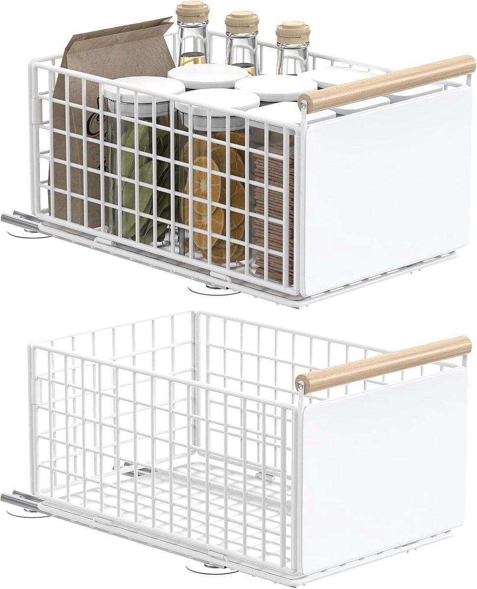 gootsteenkast organizer uitrekbaar - Uittrekbare Keukenorganiser - Metaal - Verstelbare Breedte - Geen Boren Nodig - Voor Keuken en Badkamer