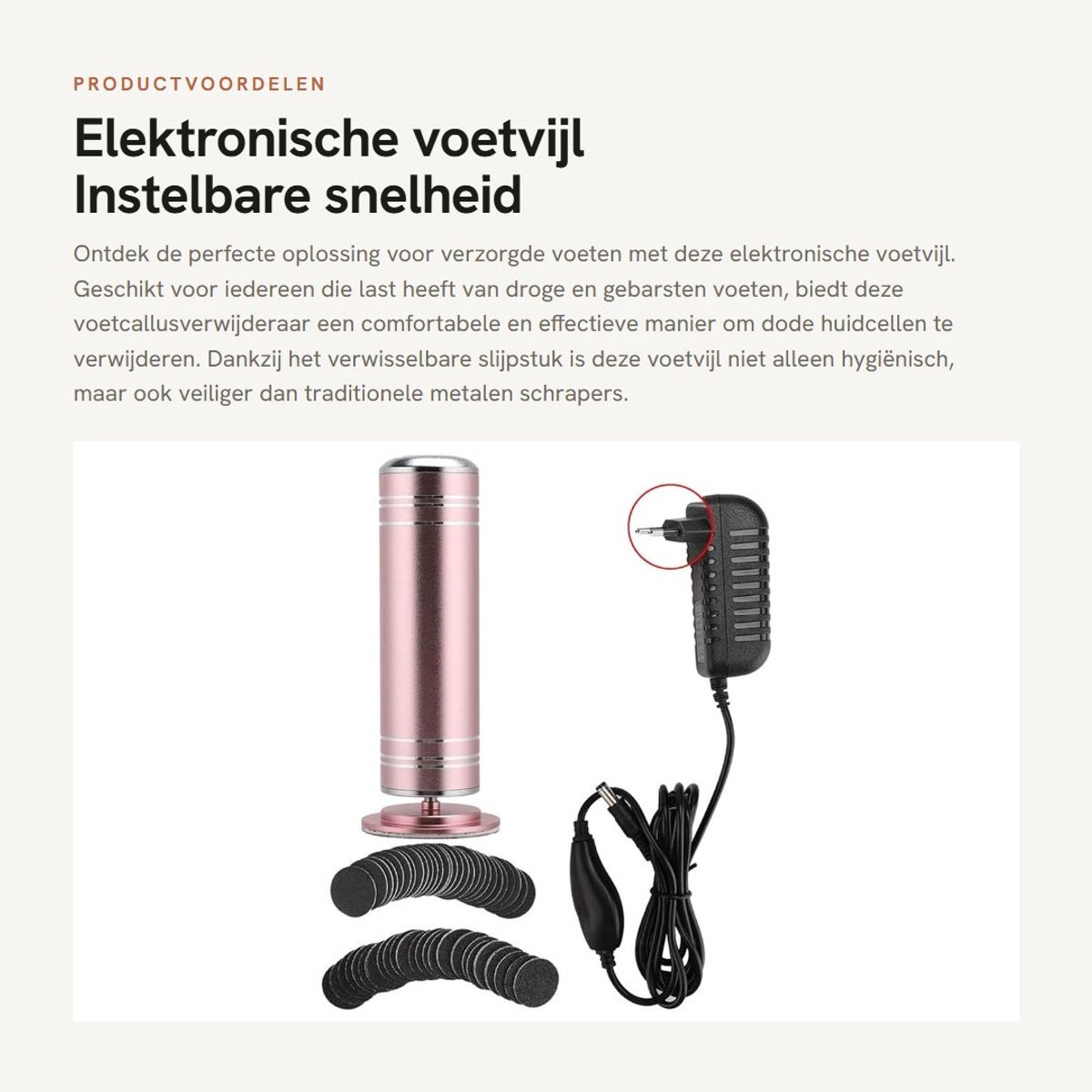 Dailygoods - Elektronische voetvijl - Instelbare snelheid - Comfortabel en hygiënisch - 360 graden rotatie - Voor gebarsten voeten - Ideaal voor thuis...