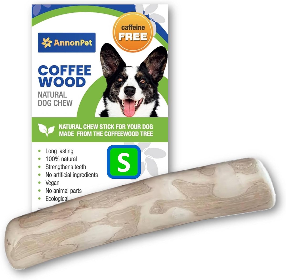 Thijox - Koffiehout Kauwstaaf voor Honden - Natuurlijk Kauwspeelgoed - Kauwbot en Kauwstokken - Onbehandeld Koffiehout - Small 3x14 cm - Versterkt Tan
