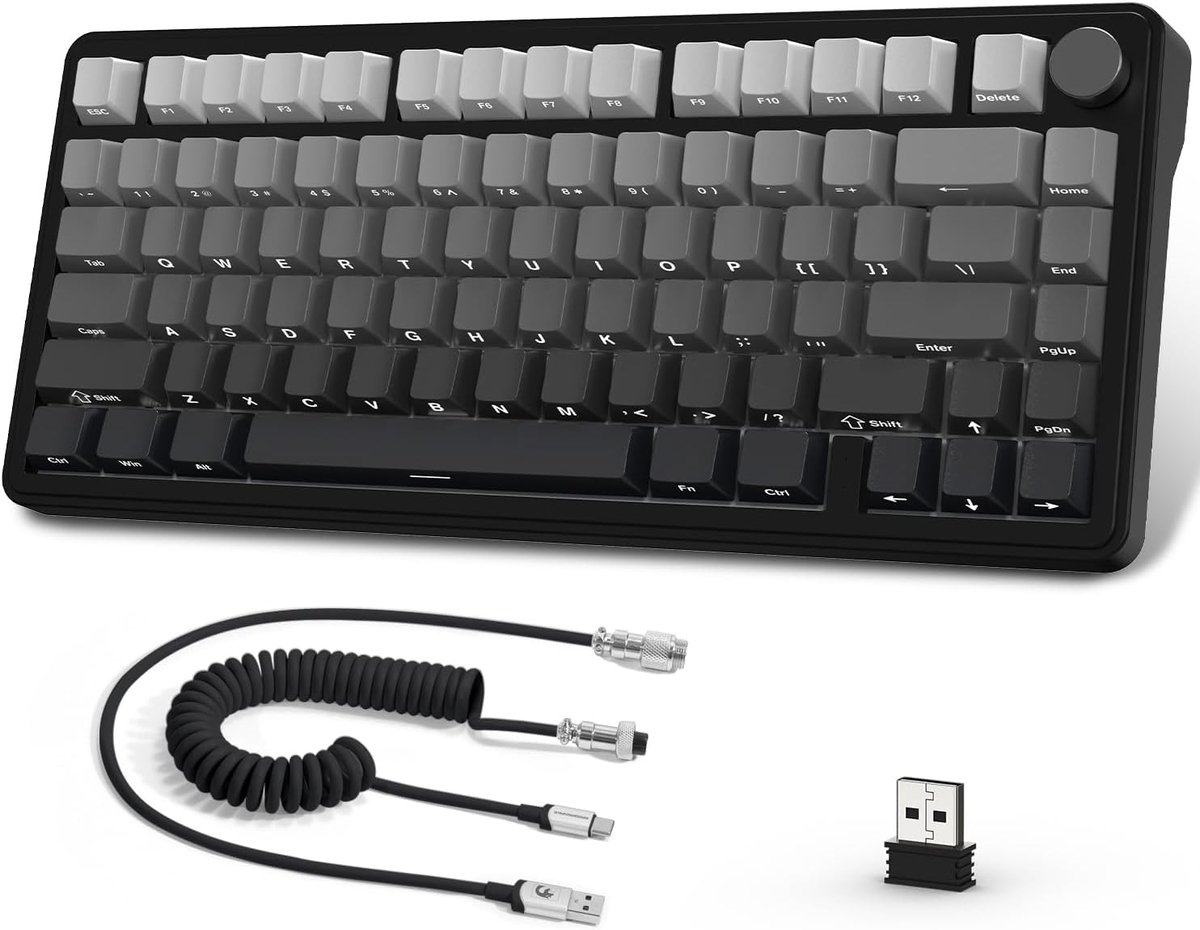 SnelShoppen - Mechanisch Gaming Toetsenbord 75% Draadloos met RGB Verlichting, PBT Keycaps, Hot-swap Lineaire Schakelaar, USB-C en Bluetooth voor PC e