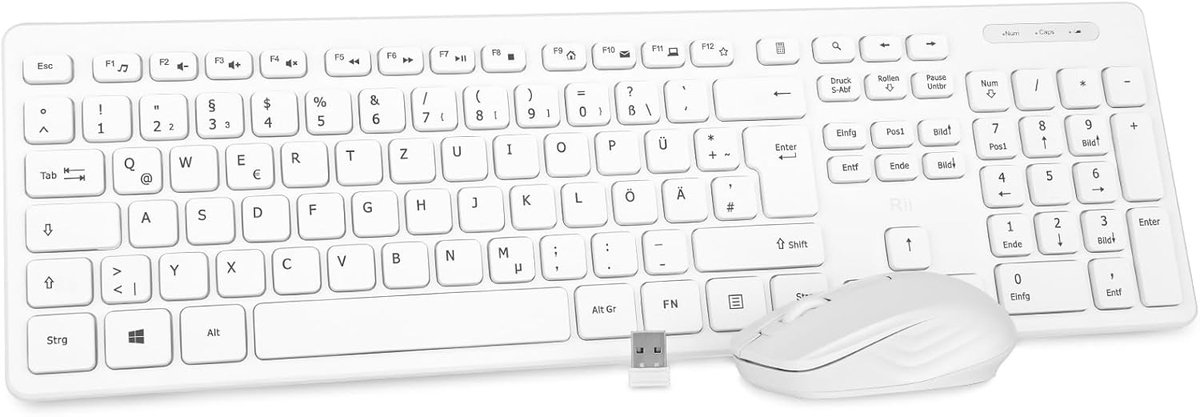 SnelShoppen - Draadloos Toetsenbord en Muis Set voor PC/Laptop/Windows/Smart TV - Duitse Lay-out - Wit - Ergonomisch en Stijlvol - Perfect voor Thuis