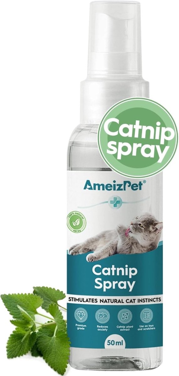 SnelShoppen - AmeizPet Catnip Spray voor Katten - Krabspray met Kalmerend Effect - 50 ml - Natuurlijke Kattengras Spray voor Stressvermindering en Ont