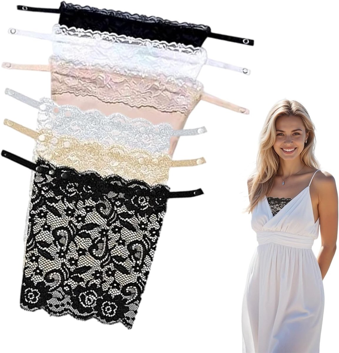 Dames Clip-on Mock Camisole Bra Insert voor Modesty Panel Vest, Zwart, Maat 6-64, Comfort en Stijl