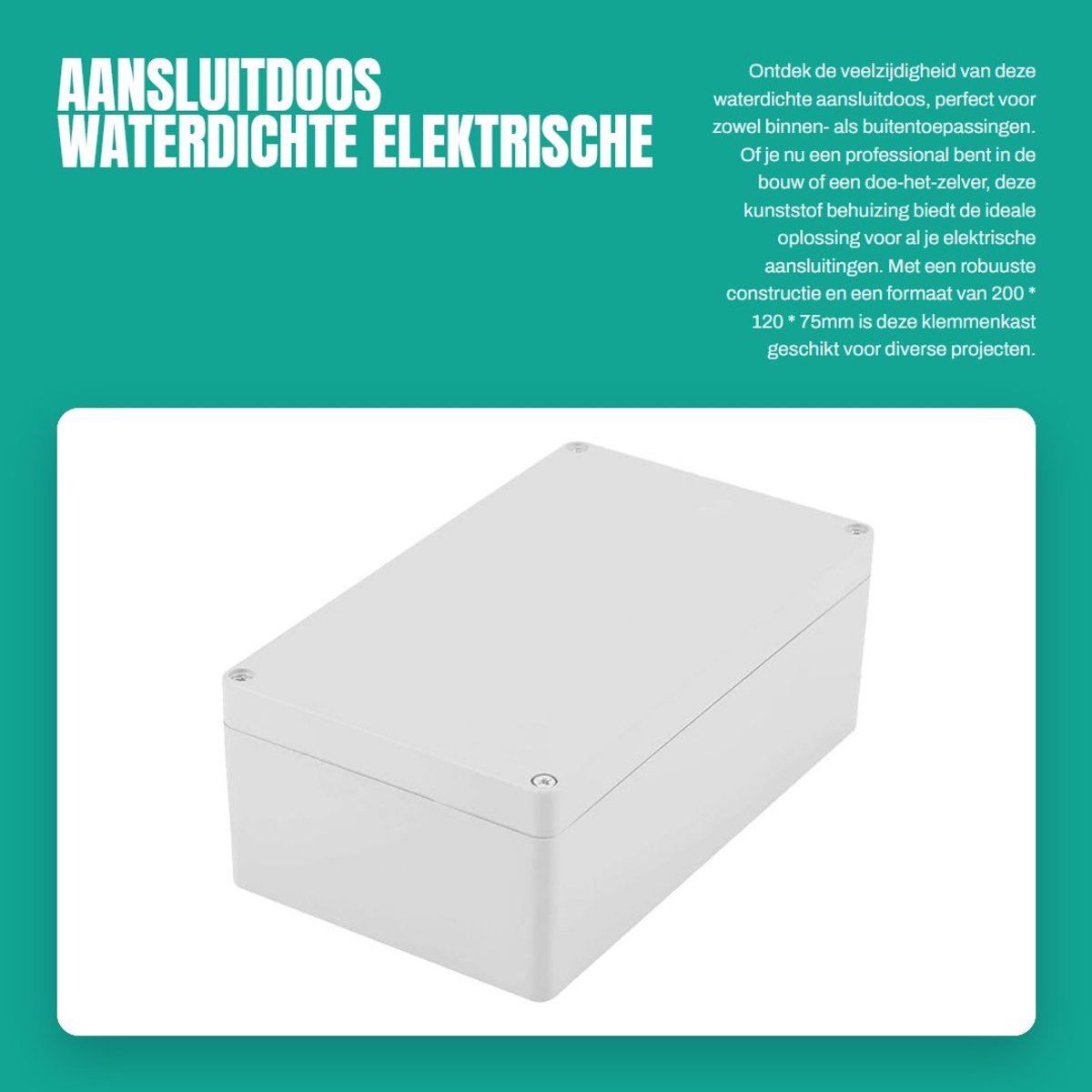 Dailygoods - Aansluitdoos - Waterdichte Elektrische Behuizing - 200 * 120 * 75mm - Outdoor DIY-koffer - Voor Binnen en Buiten - Met Accessoires