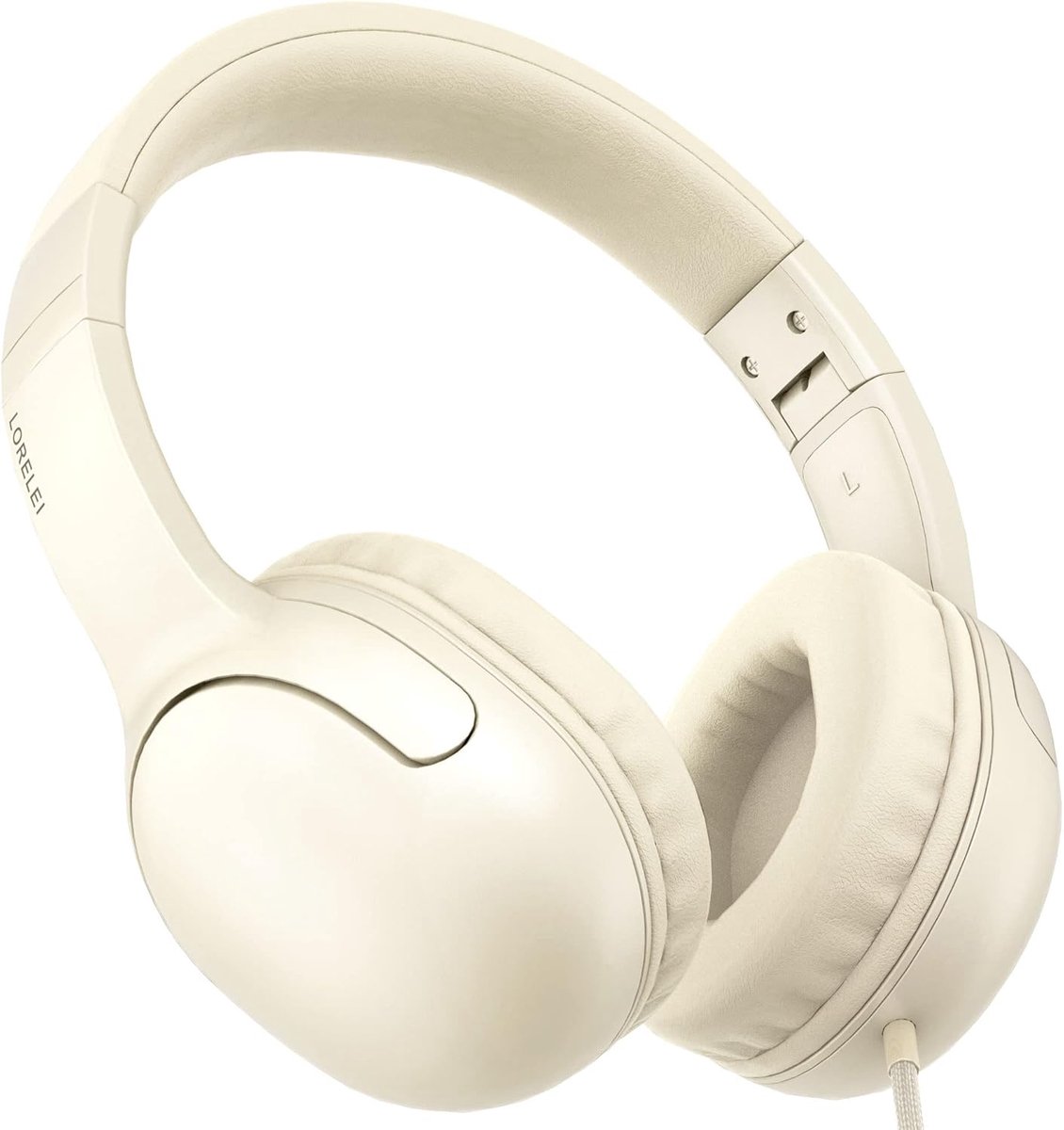 SnelShoppen - Kids Headphones voor Kinderen - Draadloze Over-Ear Hoofdtelefoon - Beige Witte Oorkussens - Ideaal voor Feesten, Thuis, School - Comfort
