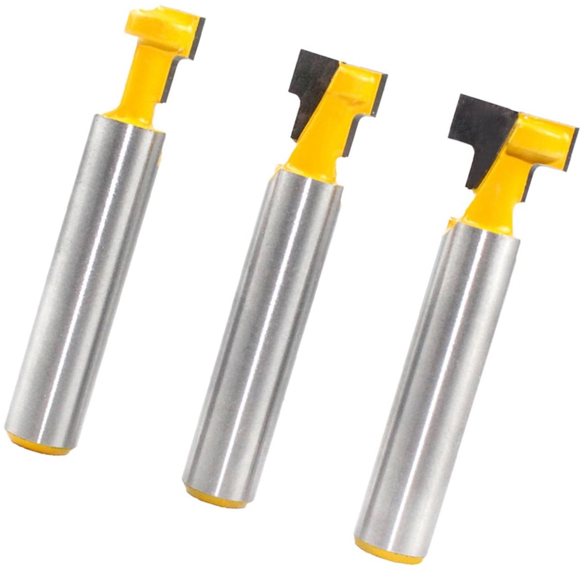 Dailygoods - 3 stuks T-groeffrezen hardmetaal, T-groeffrees frees schacht, T-groeffrees hout, T-groeffrees voor bovenfrees 8 mm schacht, groeffrezen voor gangbare zeskantschroeven