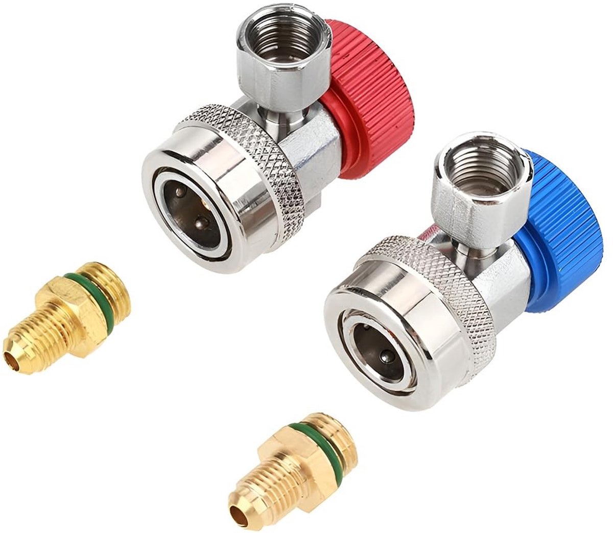 Dailygoods - Snelverbinders R134A - Hoge druk adapter - Koppelaar voor auto-airconditioning - Rood en blauw - Geschikt voor universeel gebruik - 2 stuks