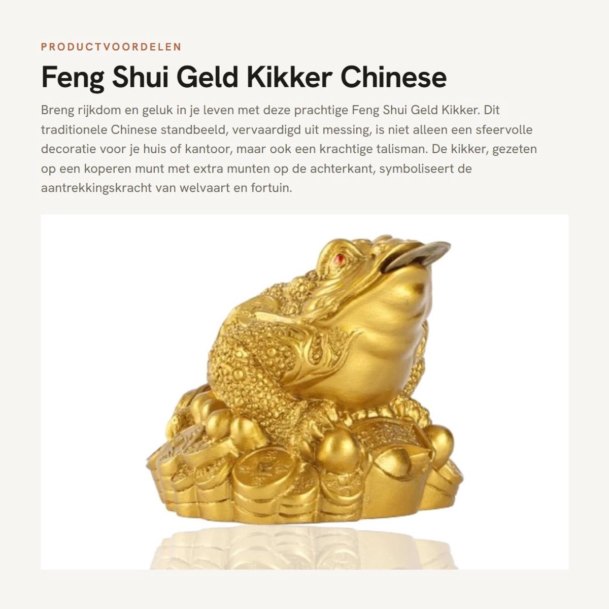 Dailygoods- Geldkikker Rijkdom Geluk - Chinese Munt - Decoratie - Feng Shui - Standbeeld - Messing - Gelukskikker
