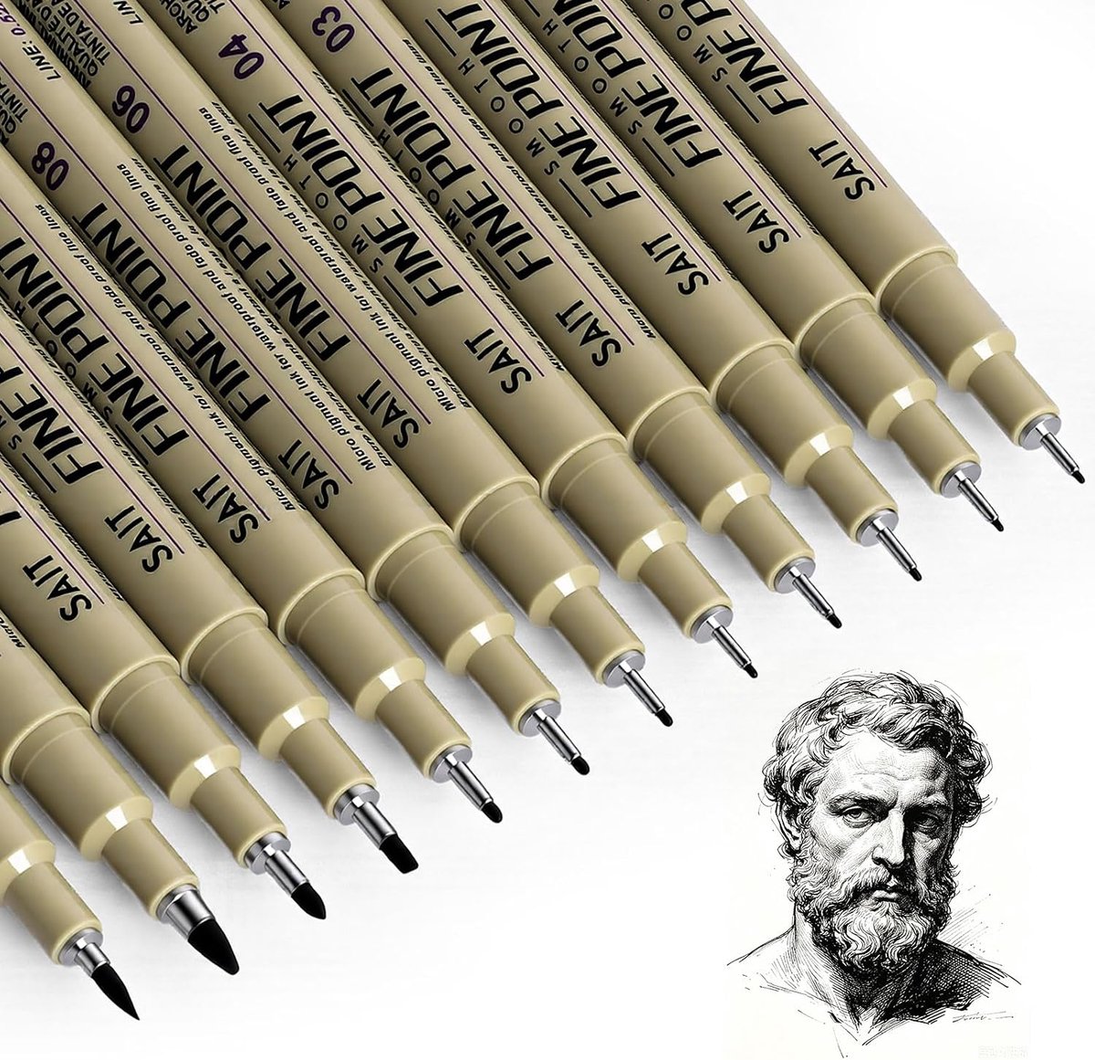 Thijox - 12 Zwarte Fineliner Pennen - Waterdichte Inktpennen voor Schetsen, Anime, Manga en Technische Tekeningen - Perfect voor Aquarel en Bullet Jou