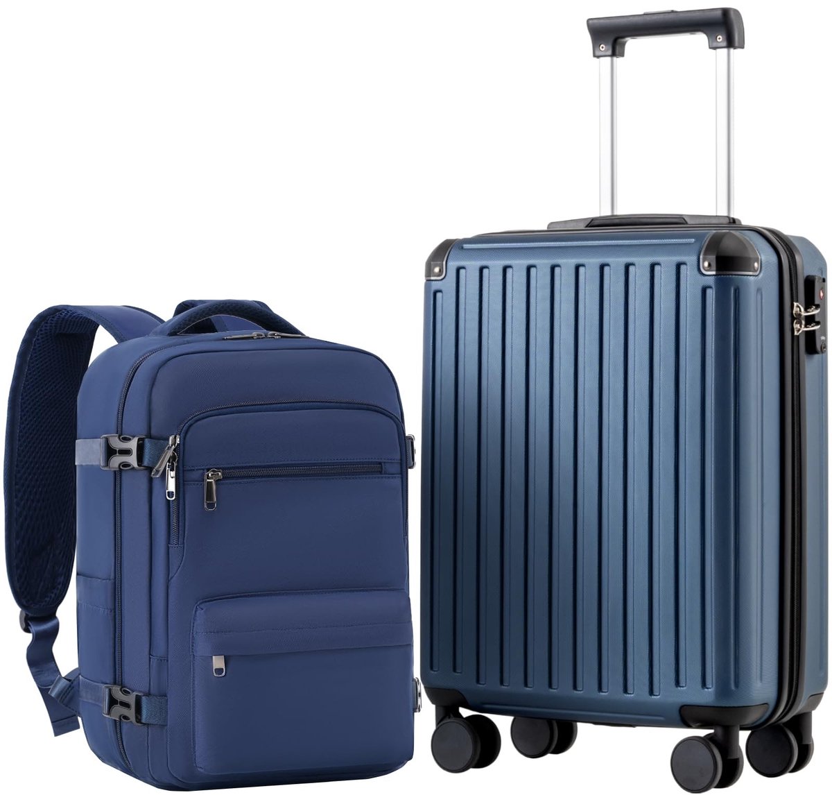 Dailygoods- Cabinekoffer 55x40x20 cm - Handbagage Koffer - Harde Koffer met TSA-slot - 4 Dubbele Wielen - Set met Rugzak - Geschikt voor Ryanair/EasyJet - Handbagagekoffer