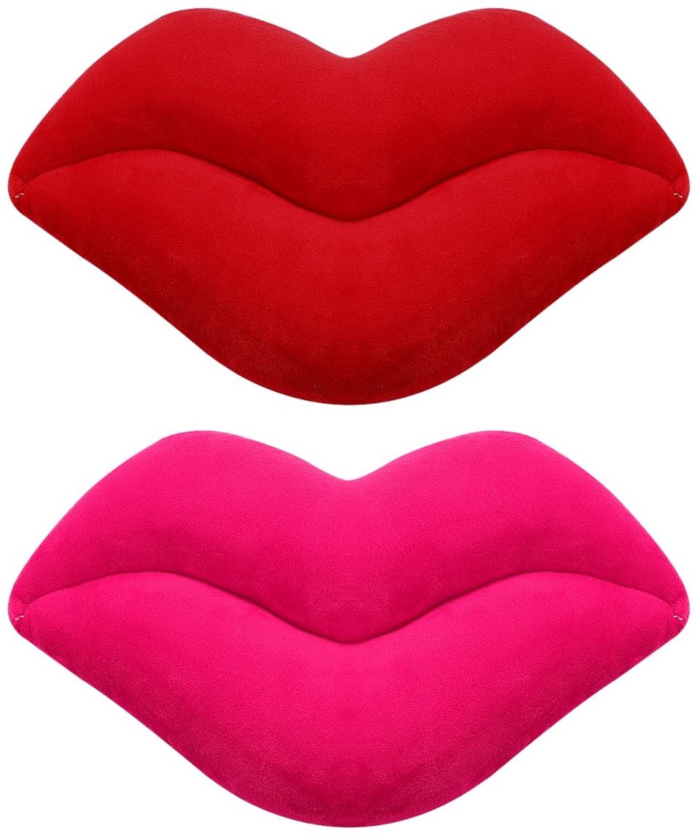 Dailygoods - Lippenkussen - Pluche sierkussen - Zacht en comfortabel - Roze - Decoratie voor woonkamer en slaapkamer - Valentijnscadeau - Geschikt voo...